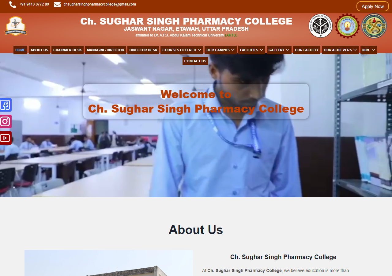 CSS Pharmacy College website preview